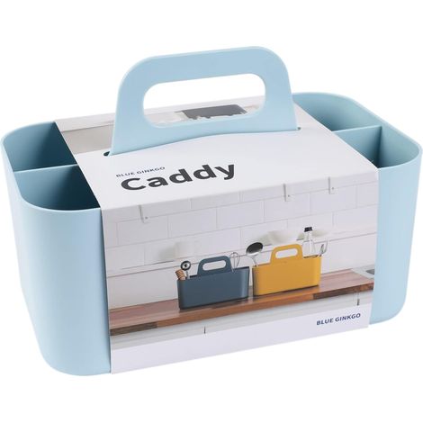 1 - Organisateur Empilable - Caddy Portable - Rangement Polyvalent Avec Séparation Amovible - Pour Salle De Bain Bureau Loisirs Créatifs - Bleu - 25x15,5x27cm