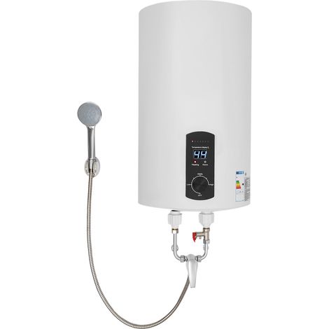 Chauffe-eau électrique à accumulation avec douchette, 2000W chauffe-eau électrique – Blanc, cylindrique – Capacité de 30L (1/5)
