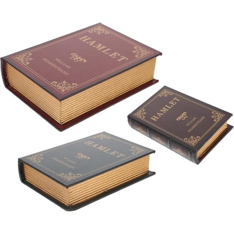 3-Piece Vintage European Decorative Book Box in PU Wood (1/5)