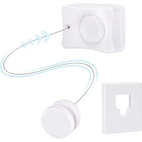 Séchoir Mural Rétractable à Corde 5M – Corde INOX 5m, Verrou de Tension, Charge Max 20 kg, Gain de Place, Boîtier ABS, Blanc