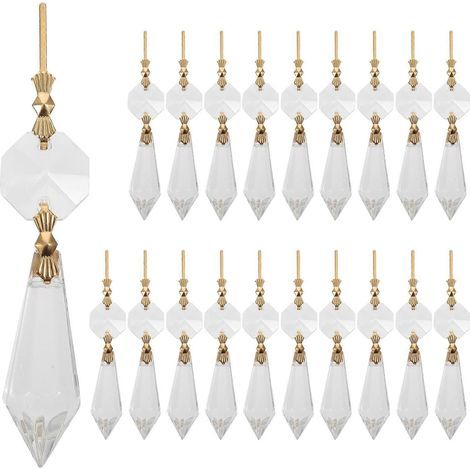 20 pièces de rechange pour lustre en cristal clair, prismes en forme de glaçon, candélabres-7.2X1.2X0.6CM (1/3)