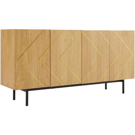 Buffet H78/L160/P40 cm avec 4 portes,Commode-espace de rangement pour Salle à manger/Cuisine/Chambre/Salon Casiers modernes,Natural (1/5)