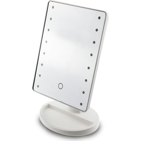 Miroir de maquillage sans fil avec 16 LED, miroir HD rechargeable, blanc (1/5)