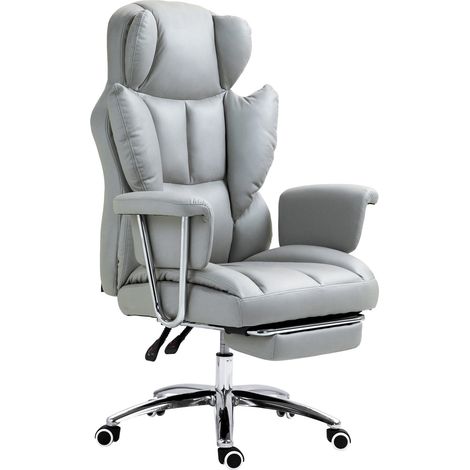 Silla de oficina con funcion reclinable silla de escritorio ergonomica silla giratoria de altura regulable con reposapies acolchada capacidad de carga hasta 120 kg para oficina estudio gris cla 237196 (1/5)