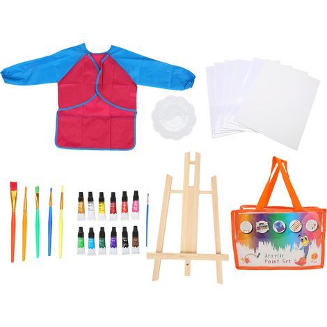27 pièces kit de peinture enfants lavable couleurs assorties tablier imperméable acrylique fournitures dessin éducation familiale (1/5)