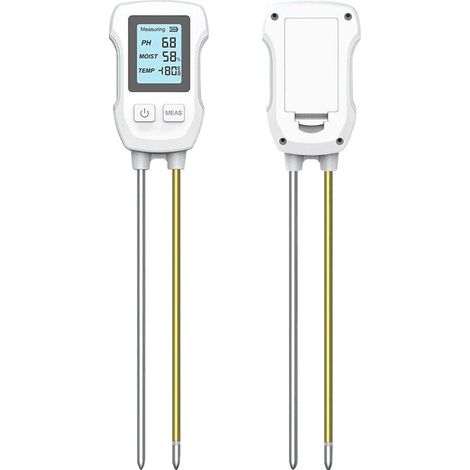 3-in-1 pH-Bodentester, Temperaturmessung und Hygrometer-Sensor, Säure-Base-Bodentester mit hintergrundbeleuchtetem LCD-Display, kompatibel mit Rasen/Bauernhof/Garten (1/5)