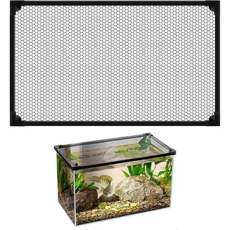 Couverture de Filet Anti-Saut pour Aquarium, en Maille Anti-Saut, Écran D'aquarium Couvercle Supérieur Filet Anti-évasion, Empêcher Poissons, Reptiles (50 X 30 CM)