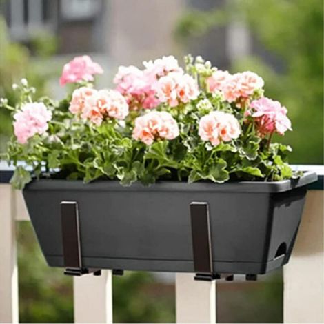 Set di 2 supporti regolabili per fioriere da balcone - Supporto robusto per terrazza, ringhiera, gazebo, fioriera sospesa resistente alle intemperie (1/4)