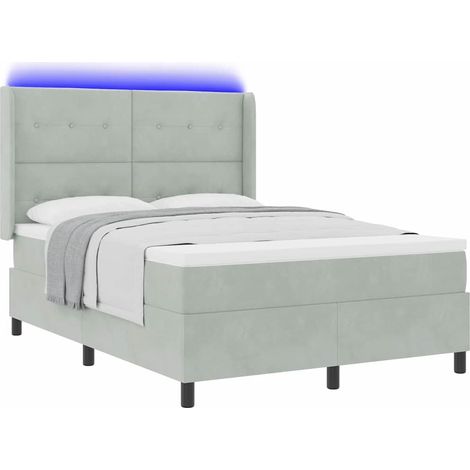 Maison Exclusive - Boxspringbett mit LED-Lichtleisten Hellgrau 14