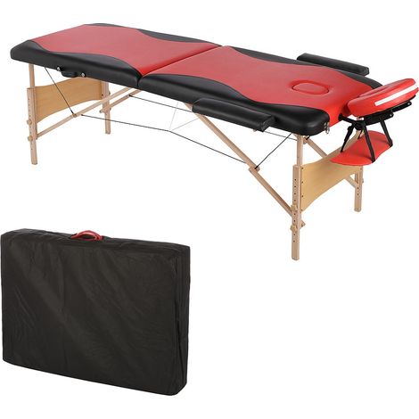 2 ZONEN MOBILE MASSAGELIEGE INKL.TASCHE MASSAGEBANK KLAPPBAR ROT/SCHWARZ NEU (1/6)