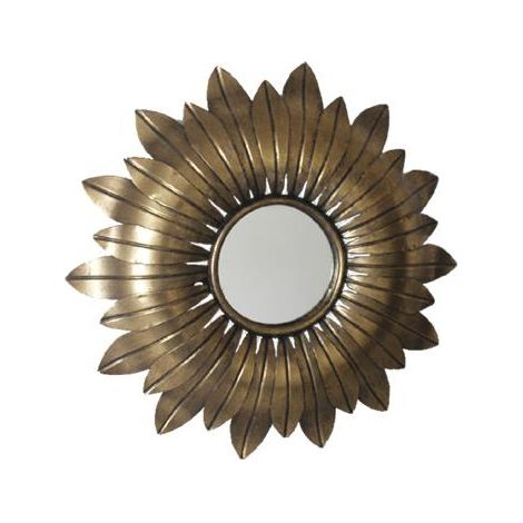 Miroir soleil métal doré 35,5cm (1/2)