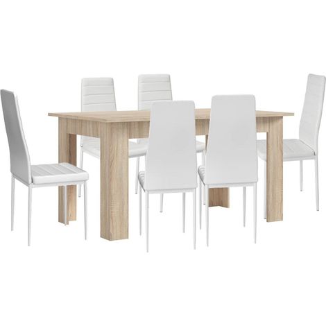 Pack Mesa de Comedor o Cocina + 6 Sillas en Polipiel/metal