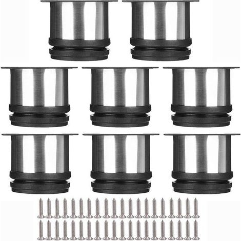 Set mit 8 verstellbaren Möbelbeinen aus Edelstahl – runde Beine für Tisch und Bank, Ø 50 mm, Höhe 50 mm
