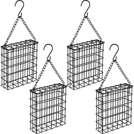 4 mangeoires à suif en métal avec chaînette de suspension, distributeur de nourriture pour oiseaux, mangeoires pour colibris d'extérieur (1/5)