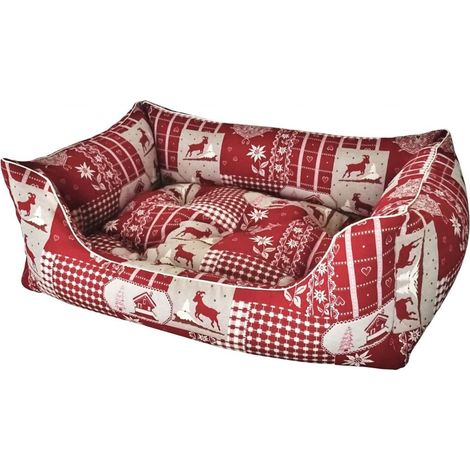 Panier pour Chien Rouge – Housse et garnissage Amovibles – Lavable – Robuste et Douillet – Taille L