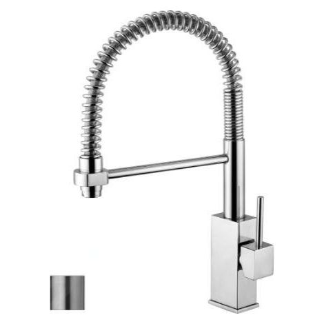Mitigeur évier avec bec orientable Acier look Paffoni Level series LEA176ST Laiton - Steel looking (1/2)