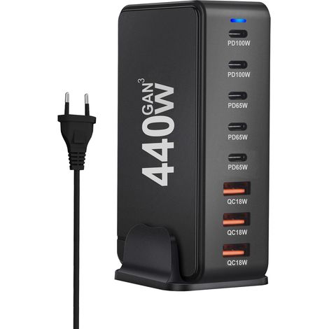 Chargeur de bureau 440 W, chargeur rapide multifonctionnel GaN PD 440 W, adaptateur 440 W(N187) (1/5)