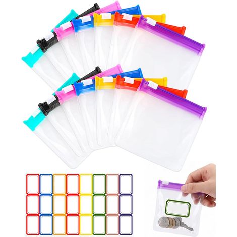 14 Mini Sachets Zip Transparents 7 Couleurs s pour Pilules, Bijoux, Petits Objets & Voyage, avec 24 Étiquettes Autocollantes – Organisation Facile. (1/5)