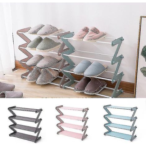 Étagère à chaussures empilable et extensible à 4 niveaux en forme de Z, organisateur de chaussures, étagère de rangement (1/4)