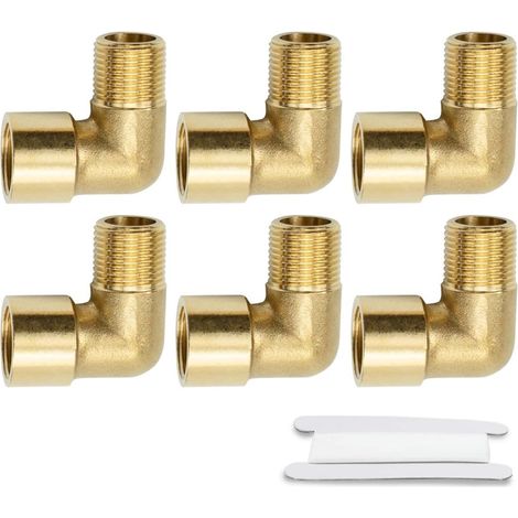 6 pièces 90° 1/8 "femelle à 1/8" mâle BSP filetage laiton raccord d'angle pour adaptateur - 1/4"F X 1/4"M (1/5)