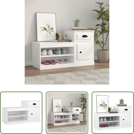 Schuhschrank Weiß -  Schuhschrank Weiß 100x42x60 cm Holzwerkstoff (1/5)