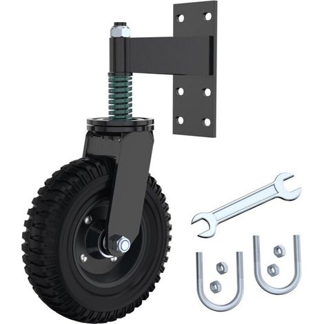 Gate Wheel 20cm for Metal Gate 275kg Capacity 360° Rotating Spring Shock Absorbs Heavy Duty Castors Installation Tool Included (1/4)