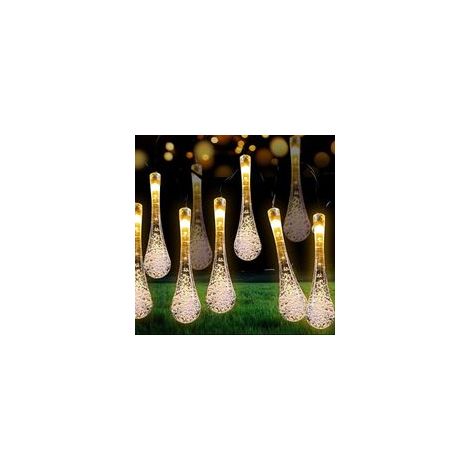 Guirlande Lumineuses Solaire Extérieur, Guirlande Lumineuse Solaire 7m 50 LED Goutte d'eau, 8 Modes Étanche Guirlande Solaire Extérieur pour Jardin Fête Noêl(Blanc chaud) (1/5)
