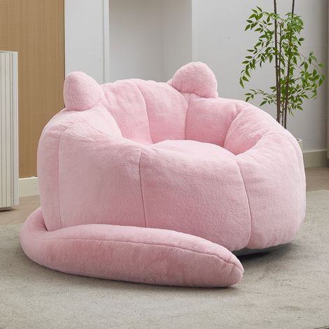 Divano pouf gatto rosa in velluto, 112 x 112 x 77 cm, senza installazione DESVIAE (1/5)