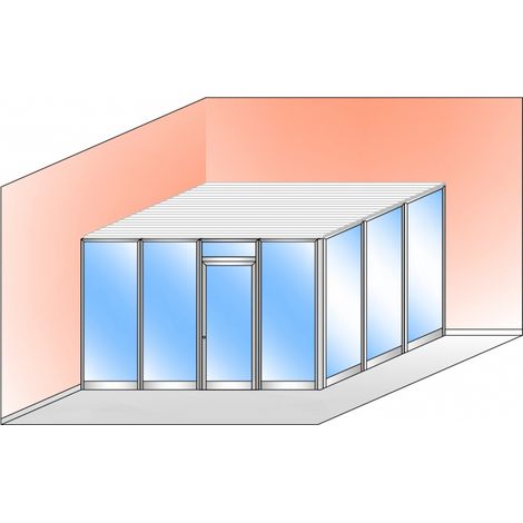 Box Modulare 2 Lati in Alluminio e Vetro Trasparente e Copertura - 4x3 m Colore Bianco Puro RAL 9010 - ITALFROM (1/5)