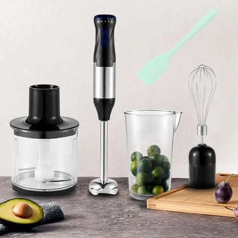 4-in-1 Stabmixer, 1000 W Multifunktions-Stabmixer, 5 Geschwindigkeitsstufen, 500-ml-Zerkleinerer und 700-ml-Messbecher, BPA-frei (1/5)