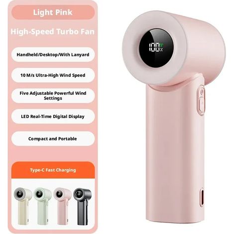 (Rose) Mini ventilateur portable, chargement USB haute vitesse, conception silencieuse, avec fonction calculatrice. (1/5)