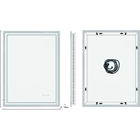 Miroir de Salle de Bain, Éclairé, Capteur Tactile, 27.5x35.4 in (1/2)