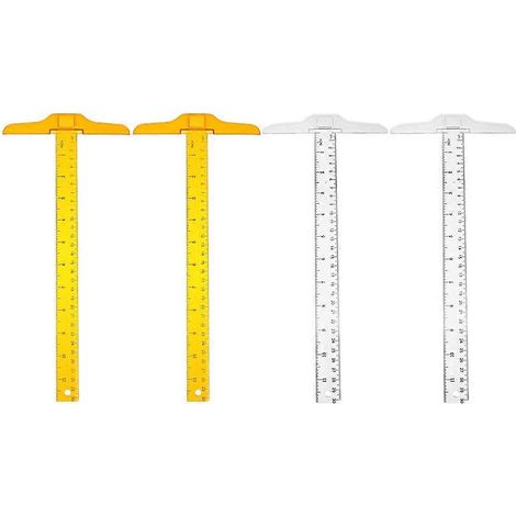 Lot de 4 règles professionnelles en forme de T à double échelle, outils de mesure et fournitures artistiques (1/4)