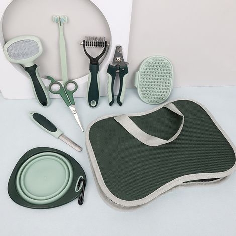 Lot de 8 brosses PETS BUZZ® : brosse de massage, puces, coupe-ongles et lime à ongles pliables pour chiens et chats (1/5)
