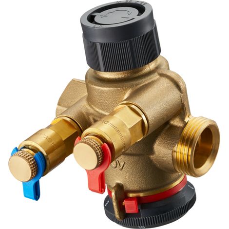 OVENTROP Valvola di regolazione indipendente dalla pressione Cocon QTZ con raccordo a vite e filettatura interna PN 25 DN 20, R 3/4 x Rp 3/4, 250-1800 l/h, con due valvole di misurazione Classic monta