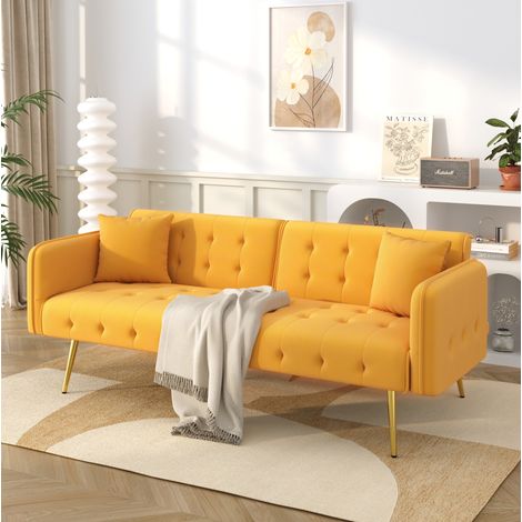 MEUBLIV Schlafsofa 178 x 82 x 70 cm, Gelb – verstellbare Rückenlehne, ohne Matratze (1/5)