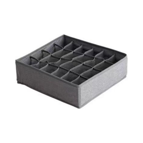 Boîtes de Rangement pour Chaussettes et Sous-vêtements, 24 Cellules Tiroir Organisateur, Pliables, Ranger les écharpes, Cravates, Ceintures Autres Accessoires (Gris) (1/4)