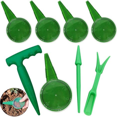 Semoir pour Outils de Jardin Facile à Utiliser Semoir Mini Outils de Jardinage pour Semis à Main Ameublissement Creuser Graine Planteur Outil Kit Semoir Outils de Jardinage (8 Pièces, Vert) (1/5)