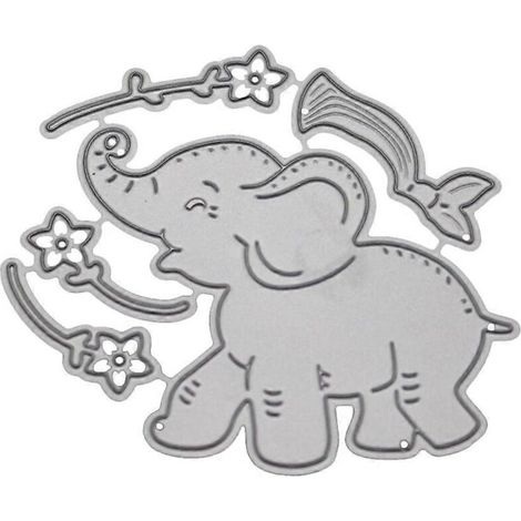 Pochoirs en acier au carbone pour découpage floral et motif « éléphant », gabarits et tampons polyvalents pour loisirs créatifs, scrapbooking et décoration