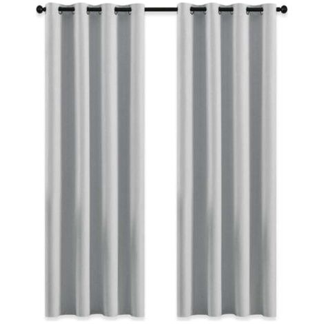 Rideau Occultant - Rideaux d'Extérieur pour Jardin Pergola à Oeillets Lumière Bloquer Isolant Thermique Décoration pour Tonnelle, L 132 x H 213 cm, Gris Blanc, 2 PCs