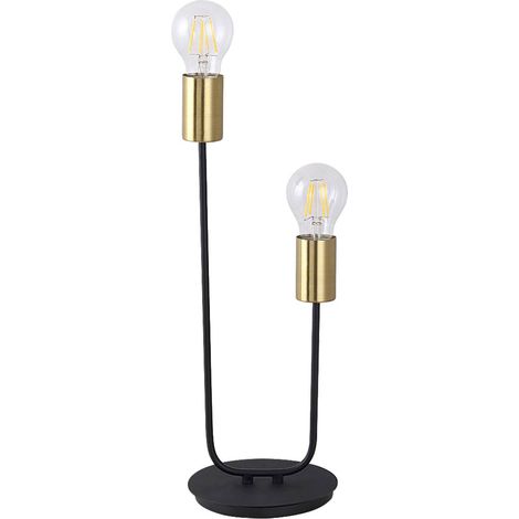 Lampe de table métallique de métal Lanny noir / or Ø15cm H: 42cm avec interrupteur (1/5)