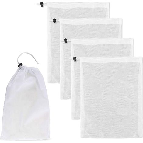 4 sacs de nettoyage de piscine, sacs filtrants en maille fine pour aspirateur de piscine, sacs en maille avec cordon de traction et de verrouillage pour le nettoyage des feuilles de piscine (1/5)