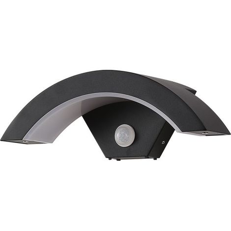NALOOKAMIC  Applique Murale LED Exterieur avec Capteur de Mouvement, Gris Anthracite 5000k, Lampe Externe Aluminium Ip65, Lampe Exterieur Pour Villa Porche Passerelle Jardin Balcon Couloir （non induct (1/4)