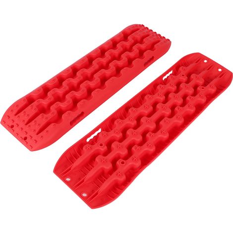 Échelle de désensablage rouge pour pneus 4x4, rampe de récupération en plastique avec sac de rangement, chenilles anti-enlisement pour sable, boue et neige, adaptée aux véhicules tout-terrain. (1/5)