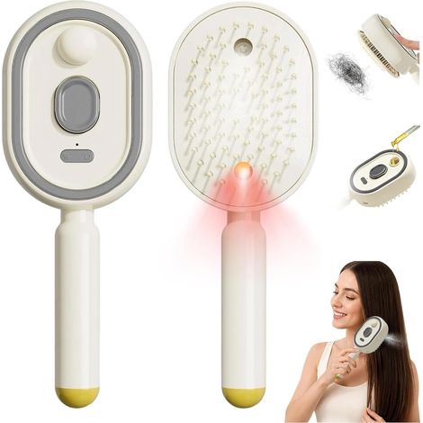Brosse à vapeur Électrique, Fer à lisser à Vapeur Rechargeable avec Spray, Peigne Massage à Coussin D'Air Et Spray éLectrique, peigne Démêlant antistatique 3 en 1, pour Cheveux Longs et Courts (1/5)
