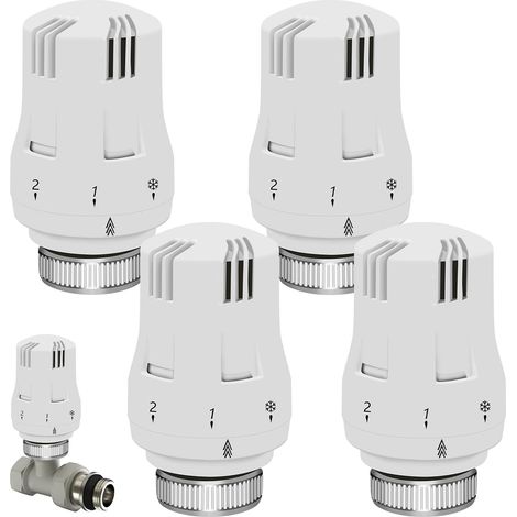Tête Thermostatique, 4 Pièces Tête de Remplacement de Vanne de Radiateur, M30 x 1,5 Tête de Thermostat Radiateur, Tete Thermostatique Radiateur pour Maison, Bureau (1/5)