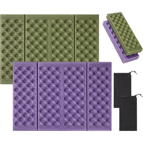 Faltbare Matte, tragbares Sitzkissen, ultraleichte XPE-Schaumstoff-Bodenmatte für Camping, Picknick, Wandern, Angeln, Strand, 2 Stück (Grün und Lila) (1/5)