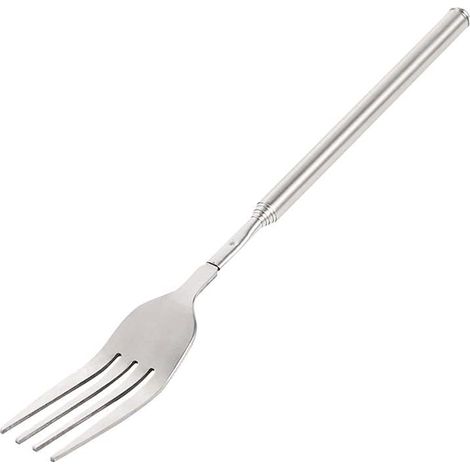 Fourchette télescopique 22-65cm, pique en inox pour barbecue, couverts acier inoxydable, fourchette de cuisine pour grillades, dîner, fruits et desserts, lot de 2 (1/5)