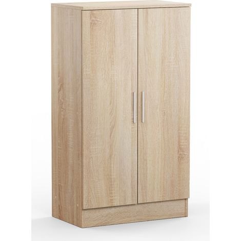 Armoire à chaussures, meuble à chaussures avec 2 portes coloris chêne cambrian - longueur 60 x profondeur 35 x hauteur 107 cm