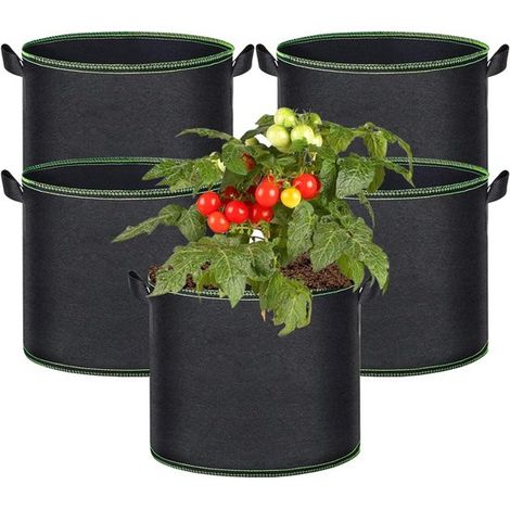 Lot de 5 sacs de culture pour plantes - Sacs de culture de 20 litres avec poignée pour fleurs, fruits, légumes et plantes (1/5)